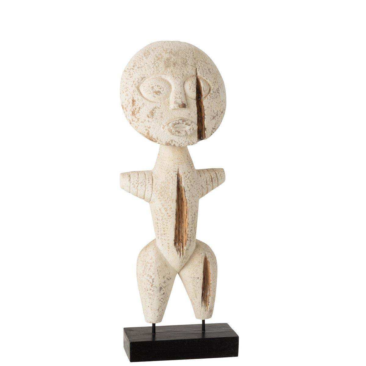 J-Line Figur Primitive Albasia - Holz - Weiß - Mittelgroß - HomeDesign Knaus