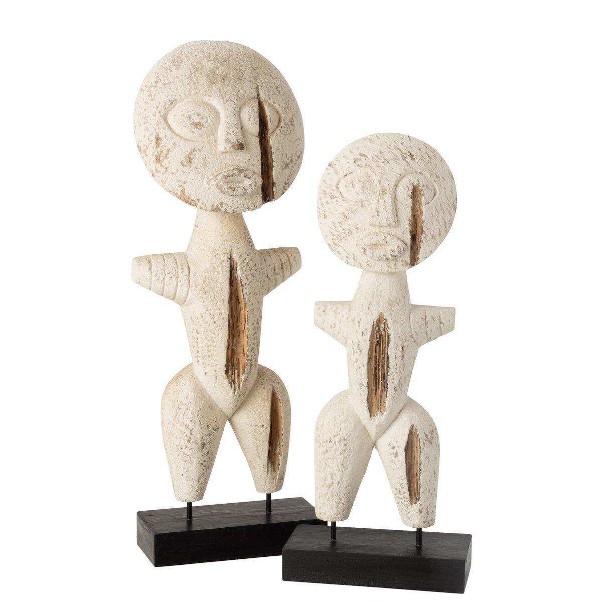 J-Line Figur Primitive Albasia - Holz - Weiß - Mittelgroß - HomeDesign Knaus