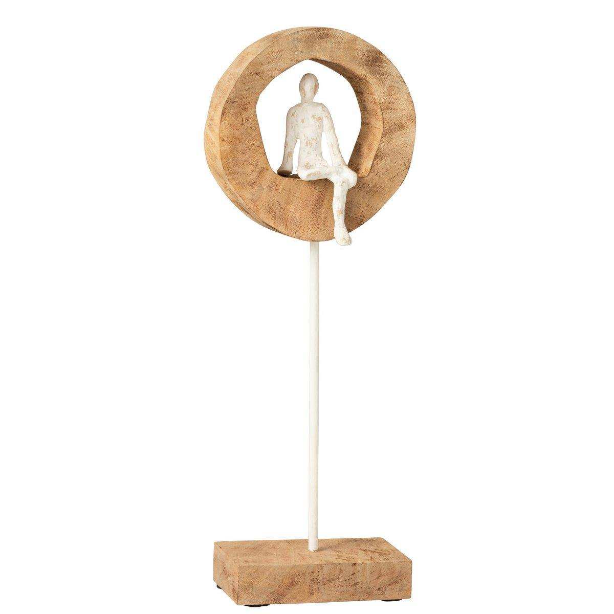 J-Line Figur Thinker Ring High - Holz/Aluminium - Natur/Weiß - HomeDesign Knaus