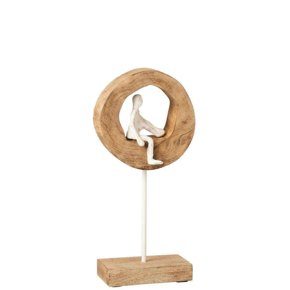 J-Line Figur Thinker Ring – Holz/Aluminium – Natur/Weiß - HomeDesign Knaus