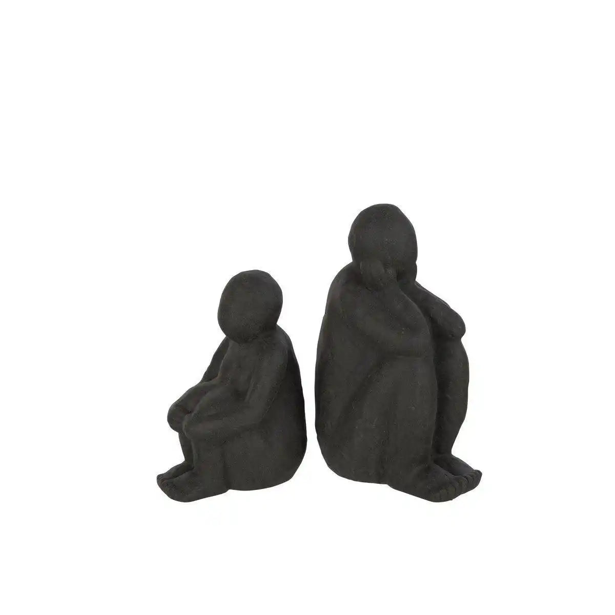 J-Line Figuren Sitzende Sandglasur - Porzellan - Schwarz - - HomeDesign Knaus