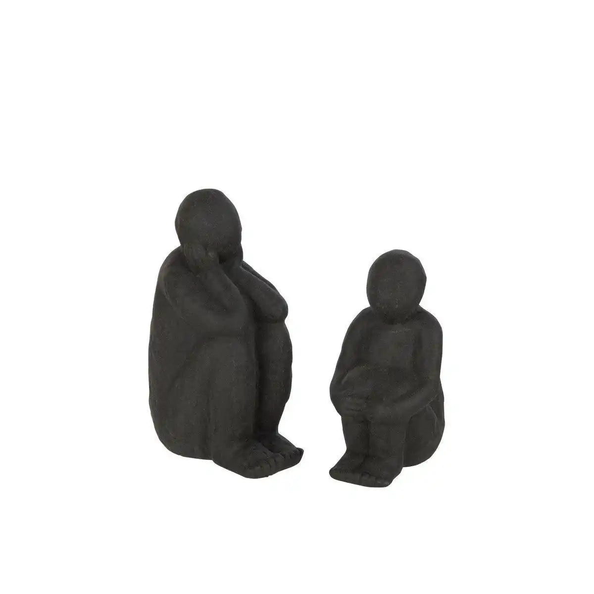 J-Line Figuren Sitzende Sandglasur - Porzellan - Schwarz - - HomeDesign Knaus