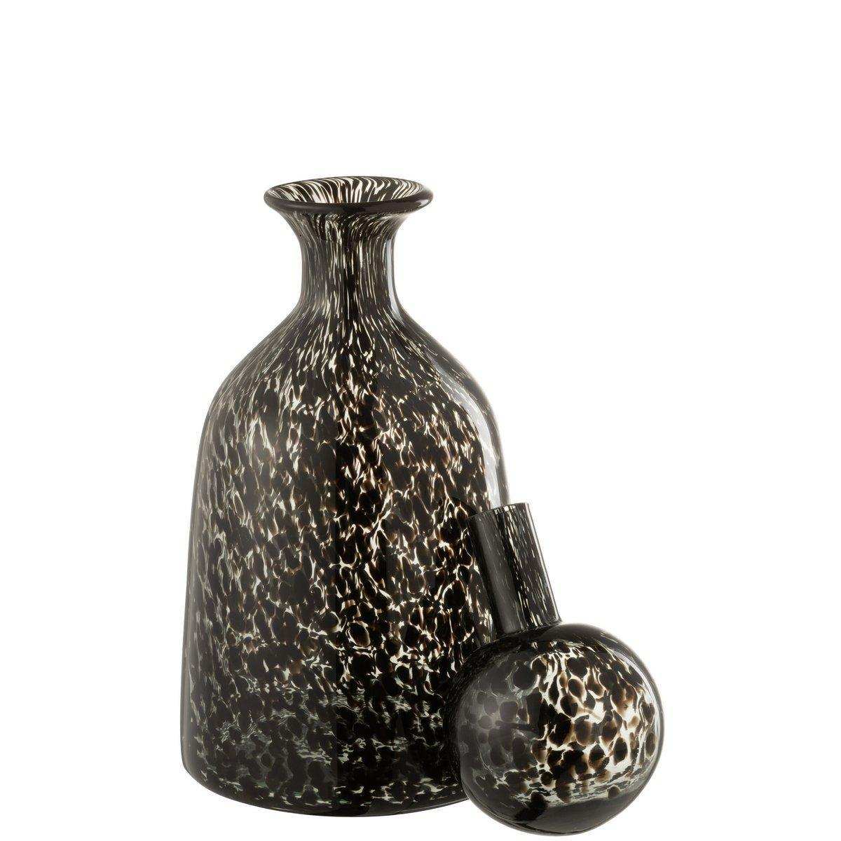J-Line Flasche + Stopfen Dot Decorative Low Glas Schwarz Klein - HomeDesign Knaus