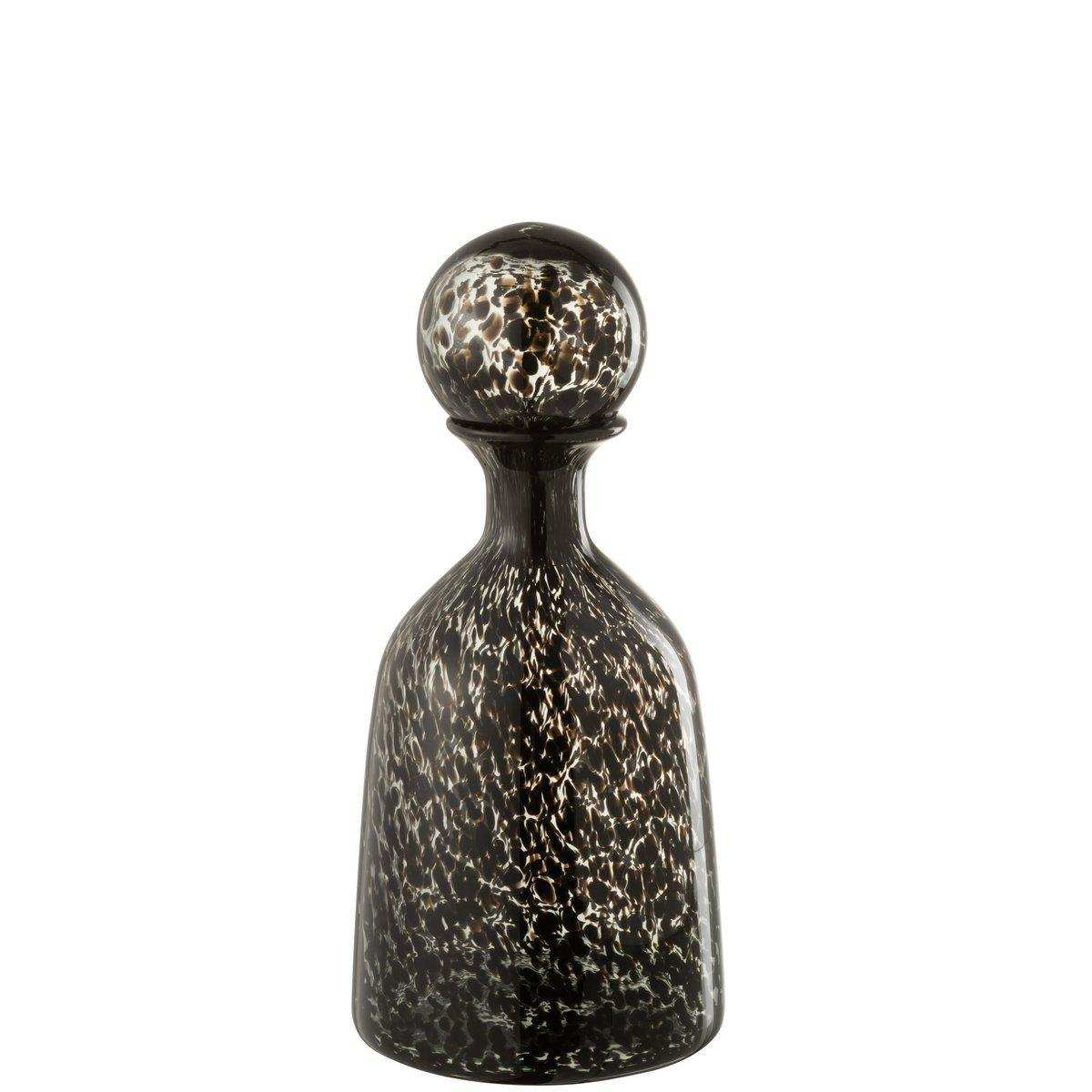 J-Line Flasche + Stopfen Dot Decorative Low Glas Schwarz Klein - HomeDesign Knaus