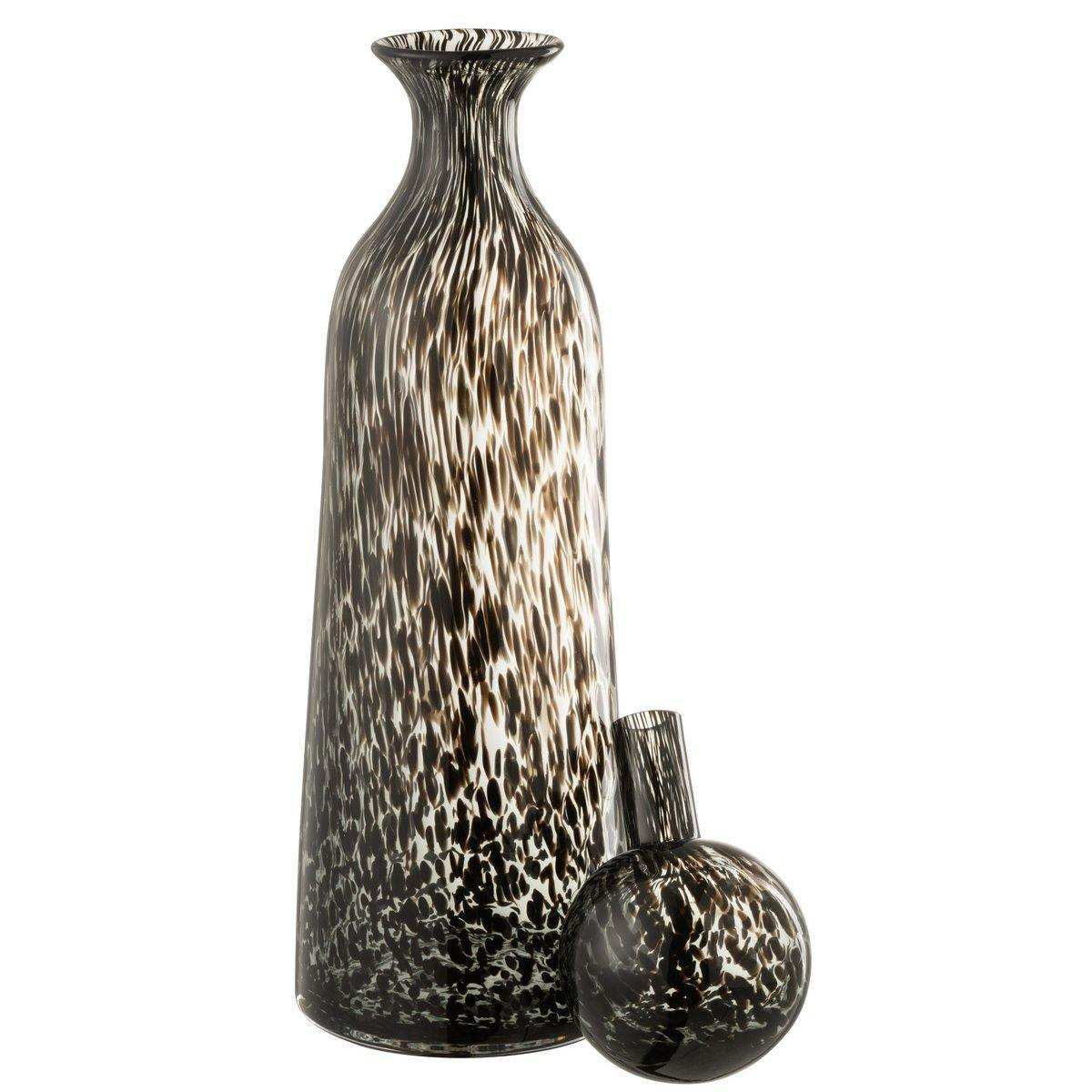 J-Line Flasche + Stopfen Dot Dekorativ Hohes Glas Schwarz Groß - HomeDesign Knaus