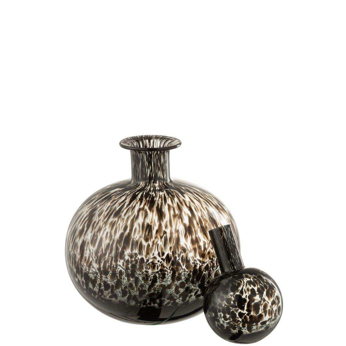 J-Line Flasche + Stopfen Dot Dekoratives rundes Glas Schwarz - HomeDesign Knaus