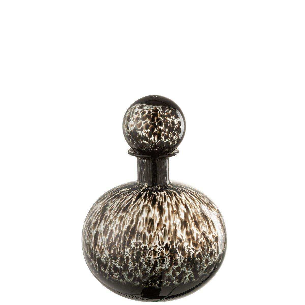 J-Line Flasche + Stopfen Dot Dekoratives rundes Glas Schwarz - HomeDesign Knaus