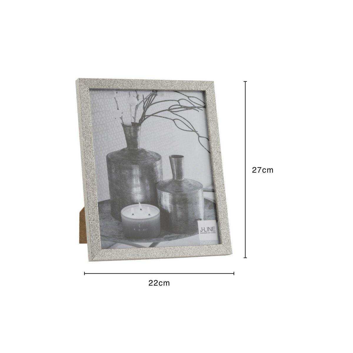 J-Line Fotorahmen - Fotorahmen Glitter - Holz - Silber - groß - - HomeDesign Knaus
