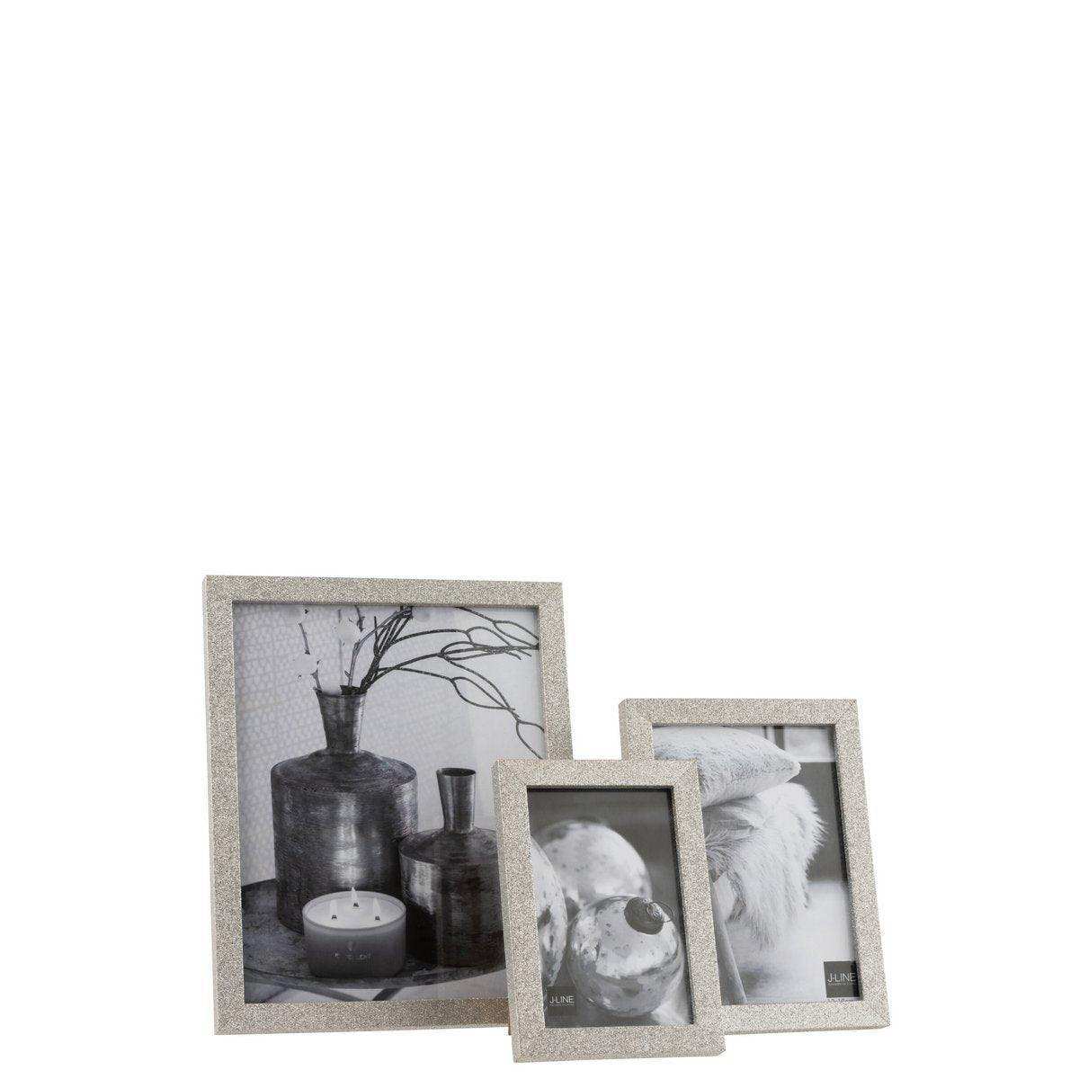 J-Line Fotorahmen - Fotorahmen Glitter - Holz - Silber - groß - - HomeDesign Knaus