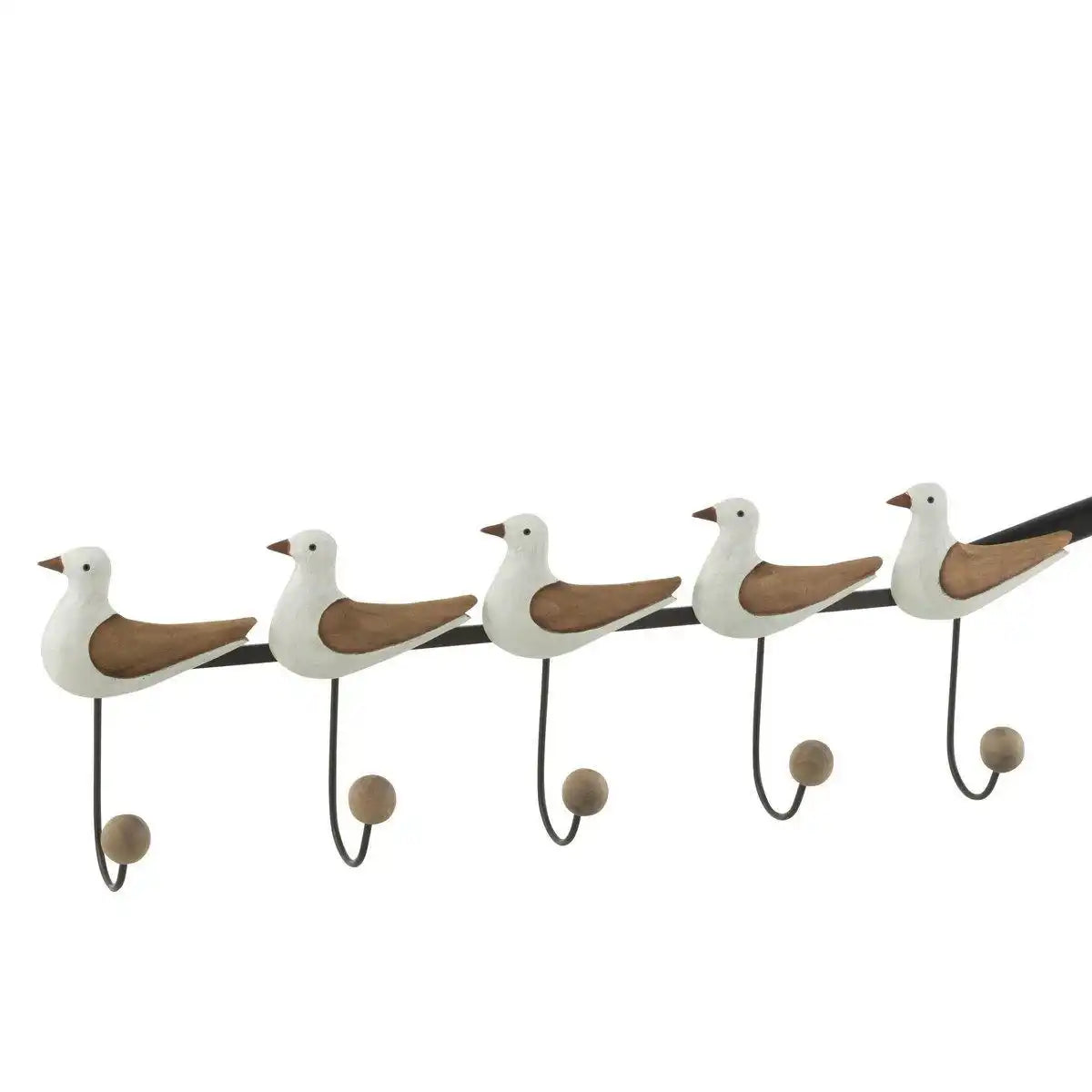 J-Line Garderobenständer mit 5 Haken, Paulownia-Holz/Metall, Natur/Weiß - HomeDesign Knaus