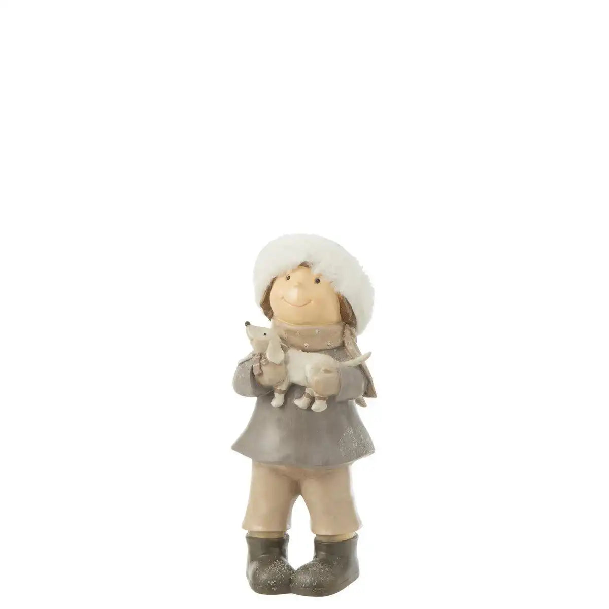 J-Line Girl Winter Dog Resine Mix - HomeDesign Knaus