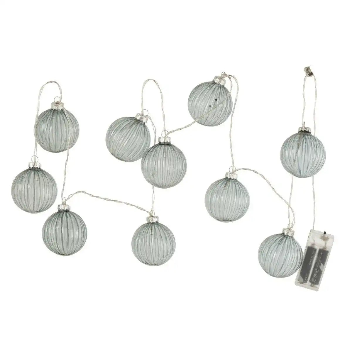 J-Line Girlande 10 Kugeln + gerippt – Glas – dunkelgrau – LED - HomeDesign Knaus