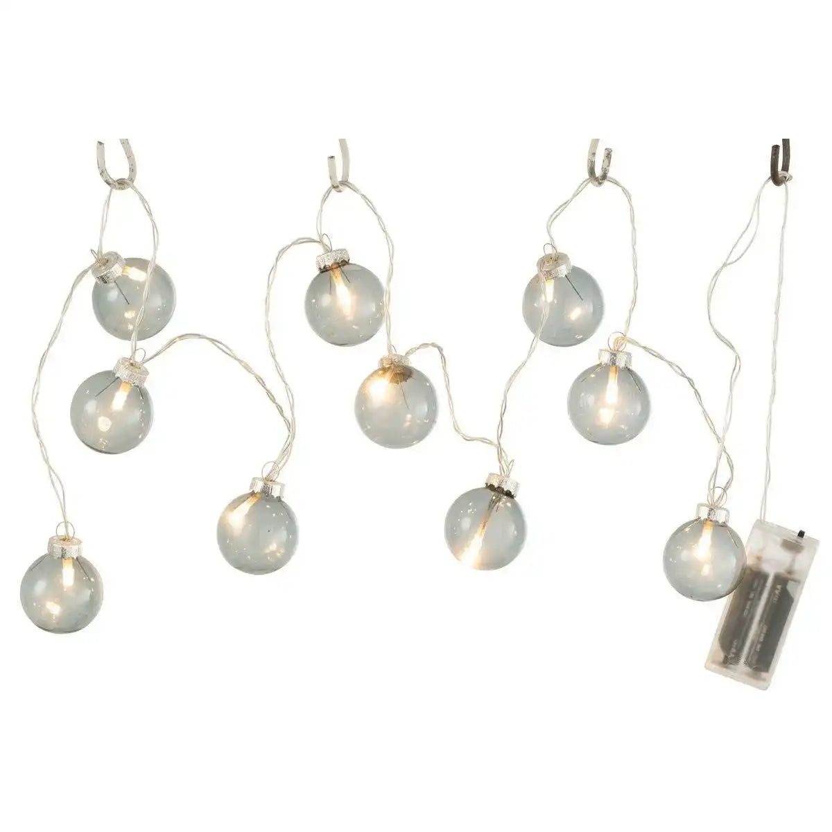 J-Line Girlande 10 Kugeln + Uni – Glas – Dunkelgrau – LED-Leuchten - HomeDesign Knaus