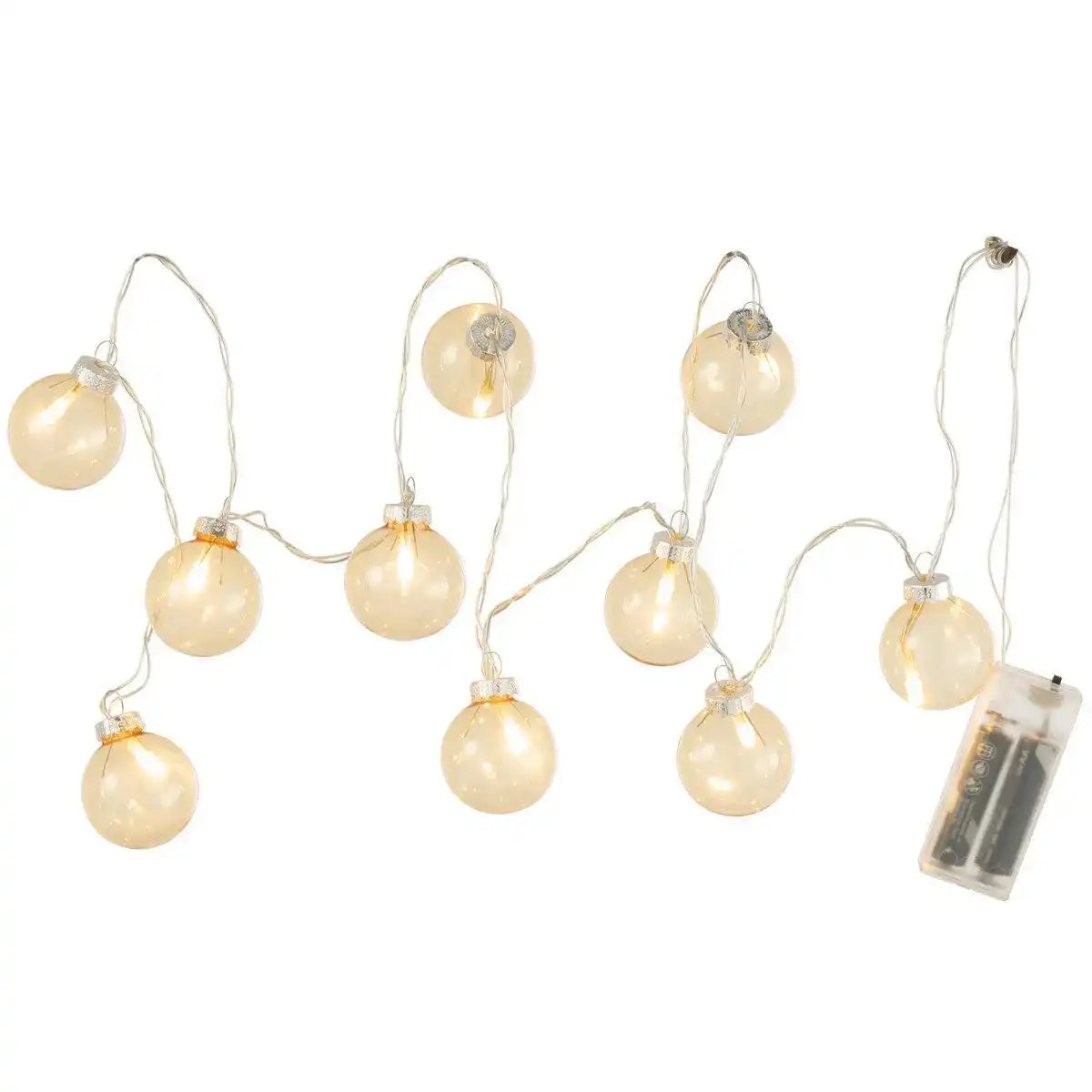 J-Line Girlande 10 Kugeln + Uni - Glas - Gelb - LED - HomeDesign Knaus