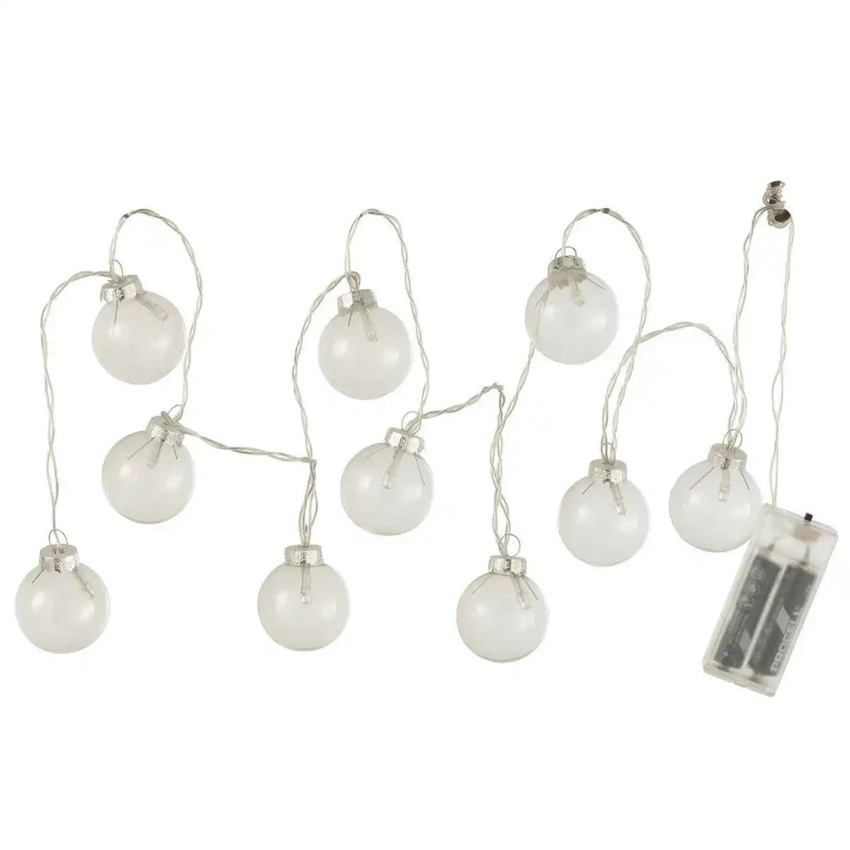 J-Line Girlande 10 Kugeln + Uni – Glas – transparent – LED-Lichter - HomeDesign Knaus