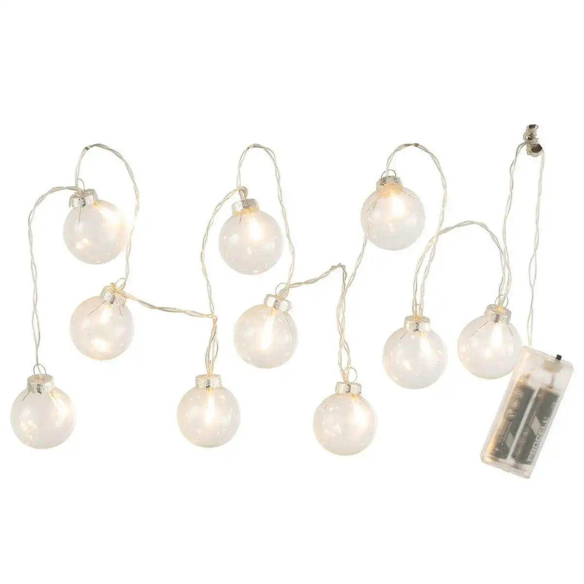 J-Line Girlande 10 Kugeln + Uni – Glas – transparent – LED-Lichter - HomeDesign Knaus