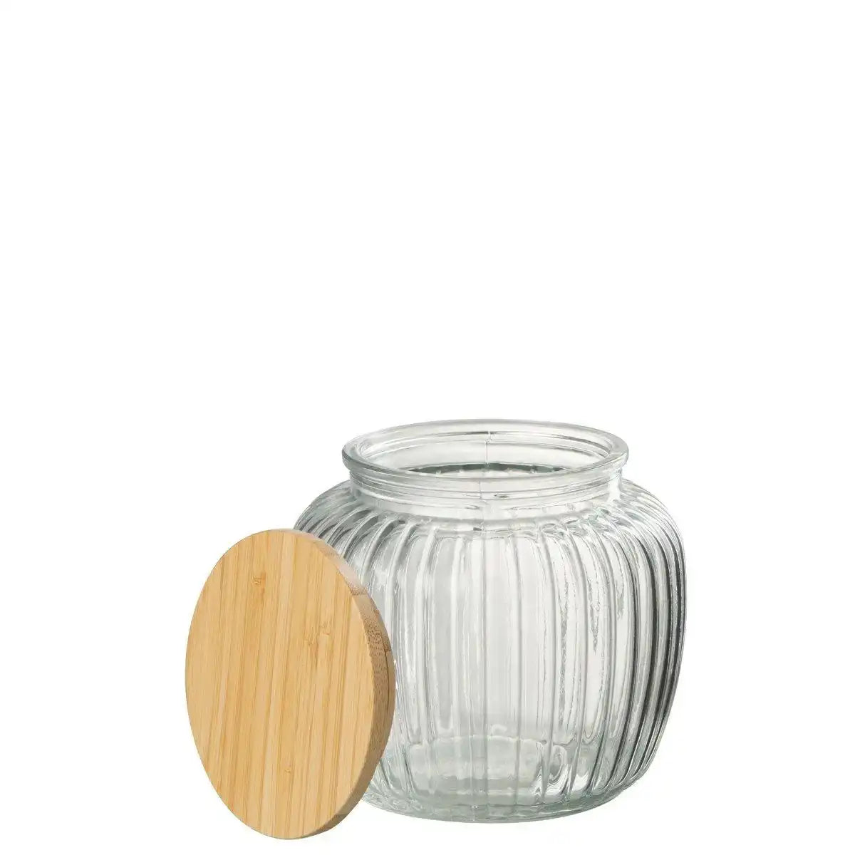 J-Line Glasgefäß aus Louis-Glas/Bambus, transparent/natürlich, klein - HomeDesign Knaus