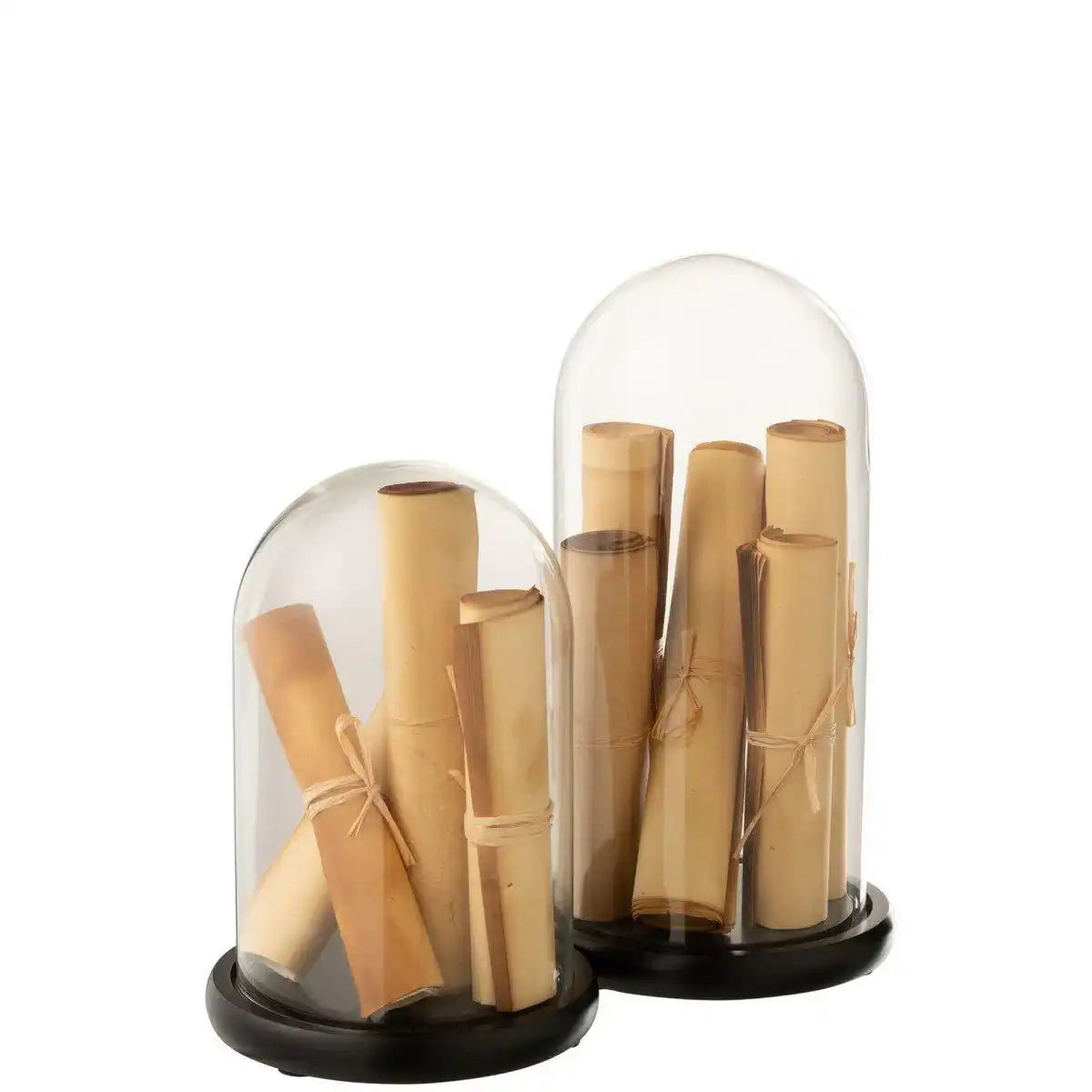 J-Line Glasglocke, Papier, Pergamentbraun, Glas, groß - HomeDesign Knaus