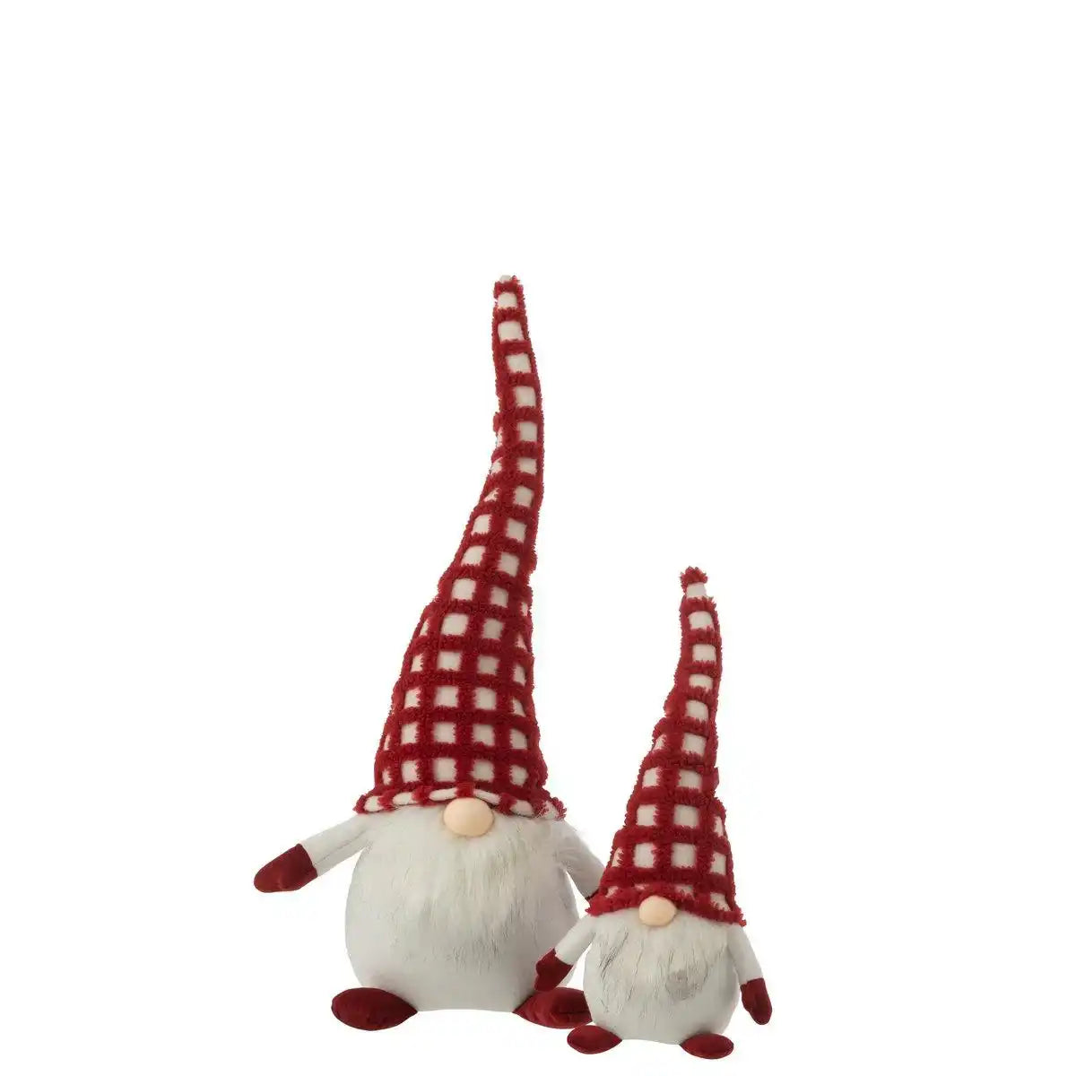 J-Line Gnome Karierter Hut Textil Rot/Weiß Groß - HomeDesign Knaus