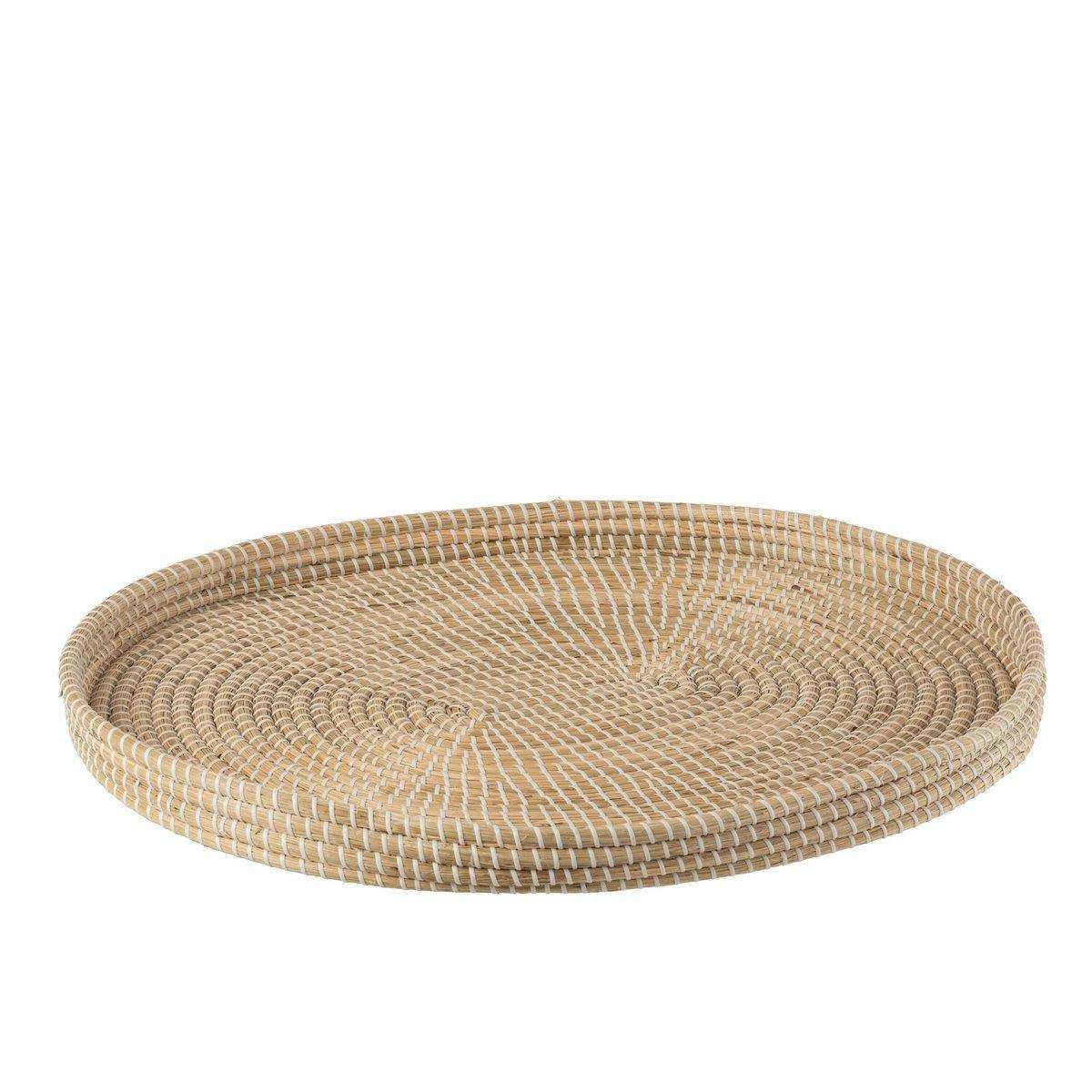 J-Line Großer Seegras-Untersetzer – Jute – Natur/Weiß – 2x - HomeDesign Knaus
