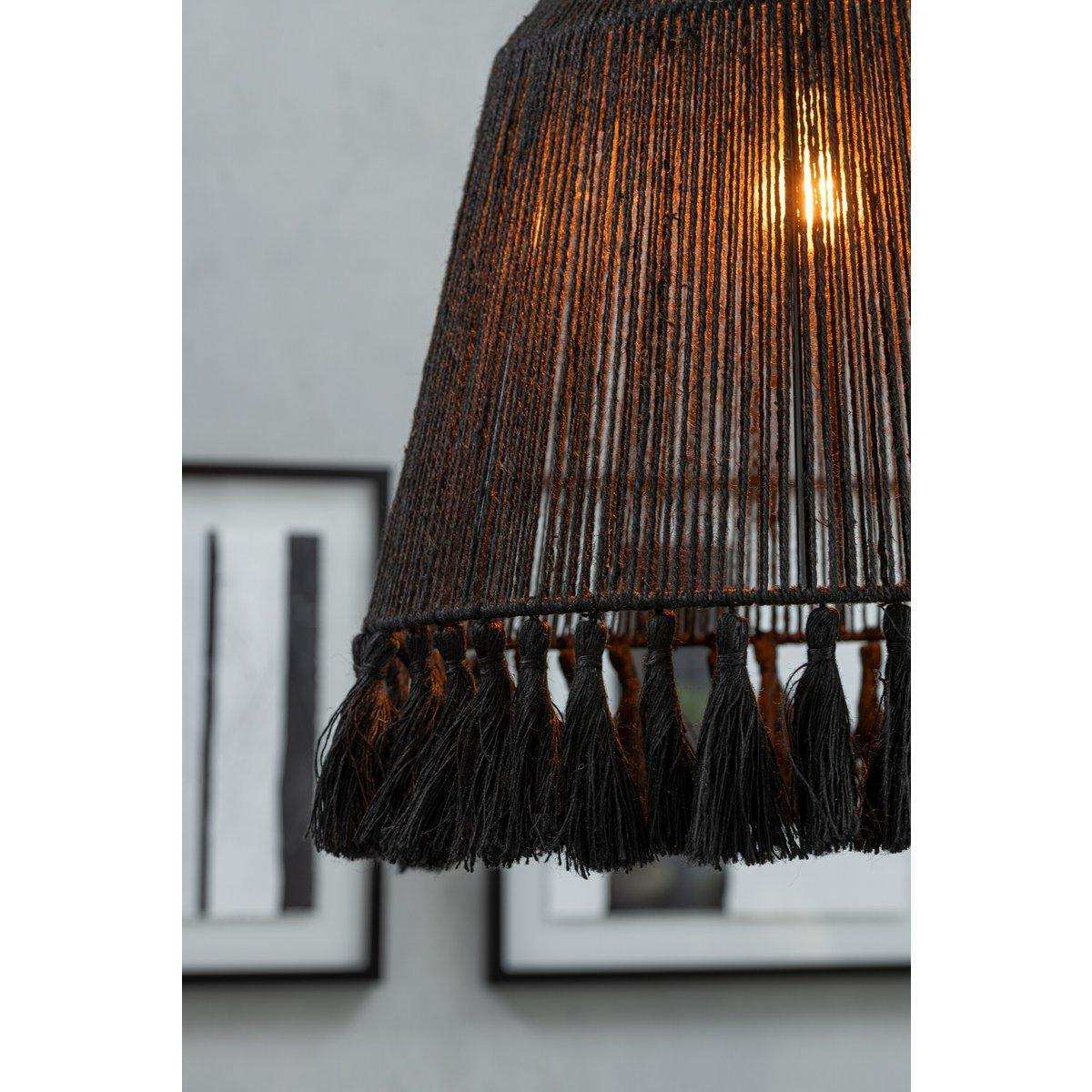 J-Line Hängelampe Celia – Jute – Schwarz – klein - HomeDesign Knaus