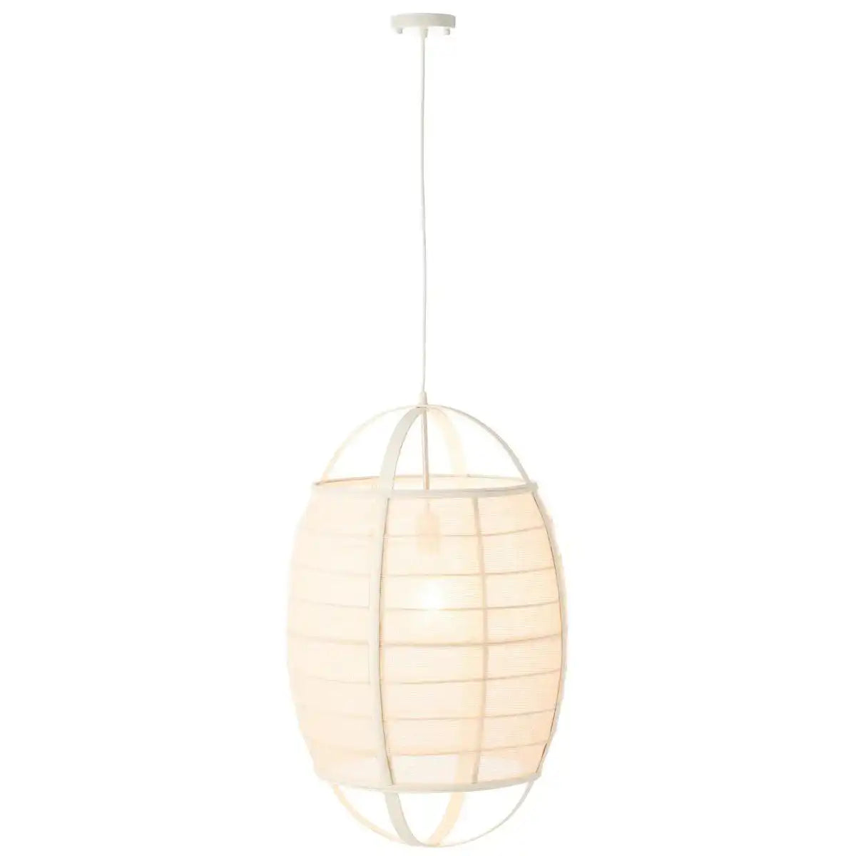 J-Line Hängelampe Ion Leinen/Bambus Weiß Groß - HomeDesign Knaus