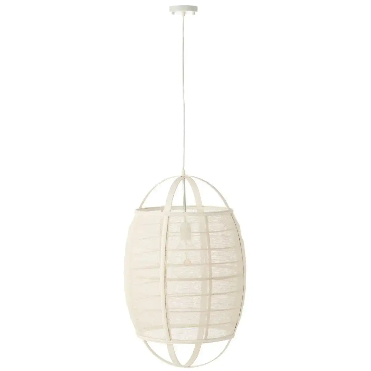 J-Line Hängelampe Ion Leinen/Bambus Weiß Groß - HomeDesign Knaus