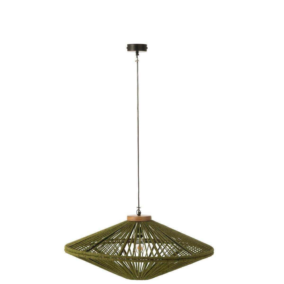 J-Line Hängelampe Ovni Eisen/Jute Grün Medium - HomeDesign Knaus