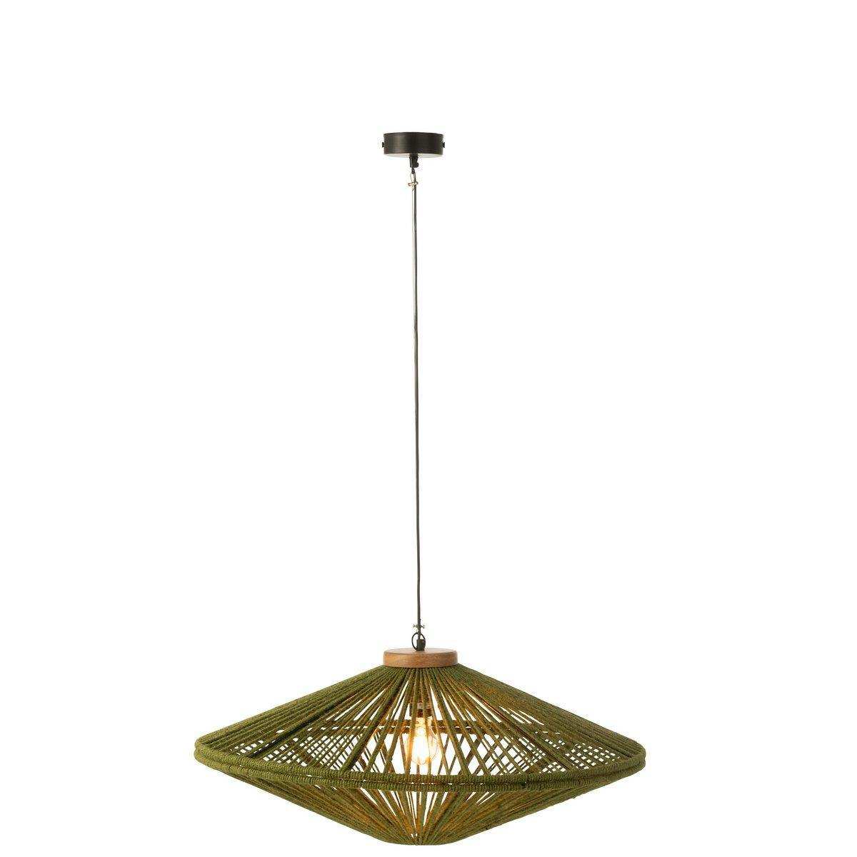 J-Line Hängelampe Ovni Eisen/Jute Grün Medium - HomeDesign Knaus
