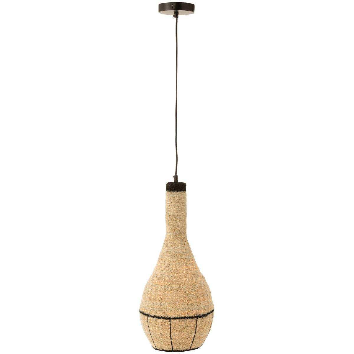 J-Line Hängelampe Pear Lines Seegras Natur/Schwarz - HomeDesign Knaus