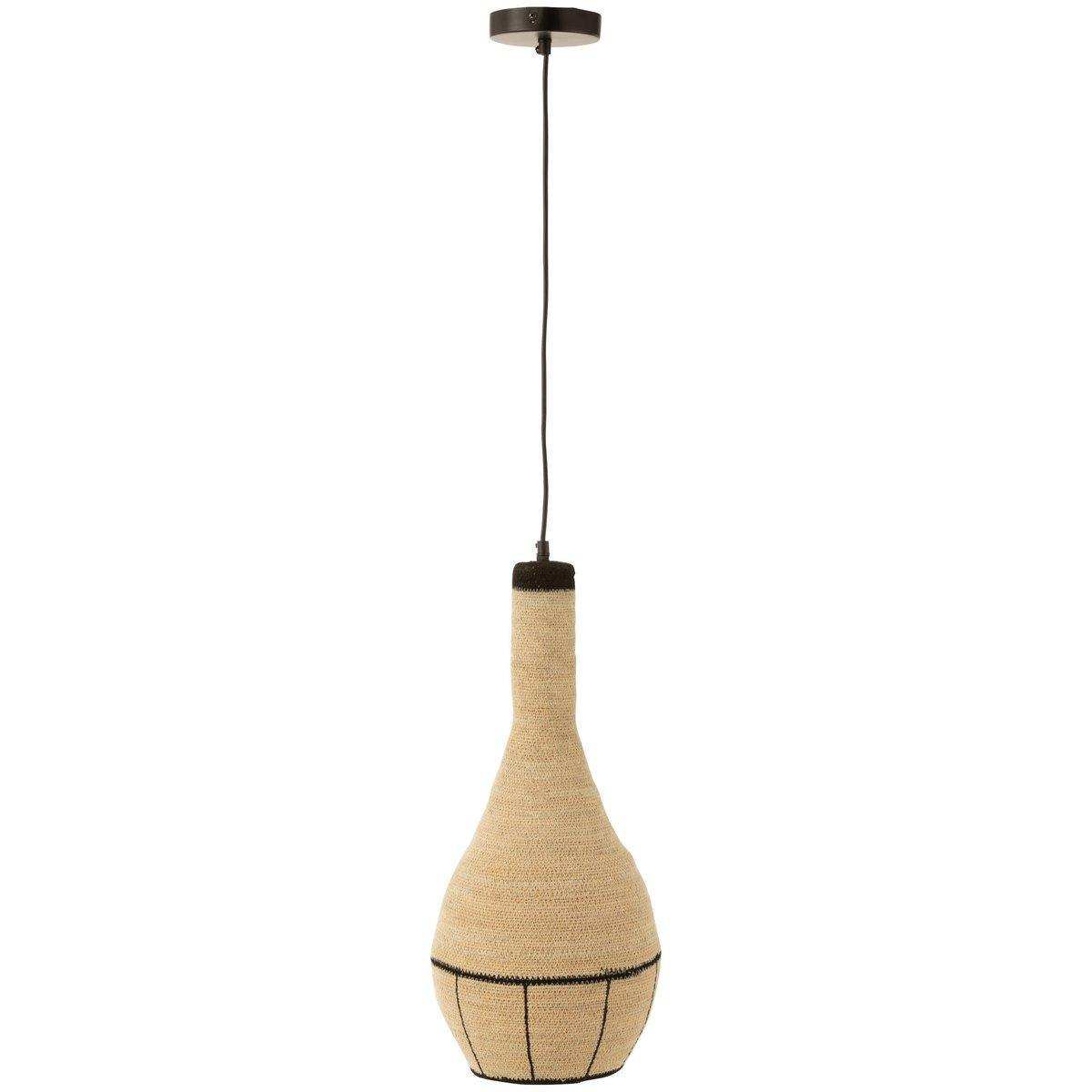 J-Line Hängelampe Pear Lines Seegras Natur/Schwarz - HomeDesign Knaus