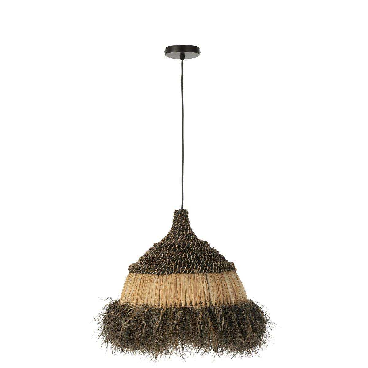 J-Line Hängelampe Rund - Jute - Schwarz/Natur - Klein - HomeDesign Knaus