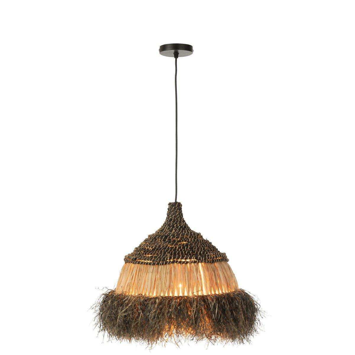 J-Line Hängelampe Rund - Jute - Schwarz/Natur - Klein - HomeDesign Knaus