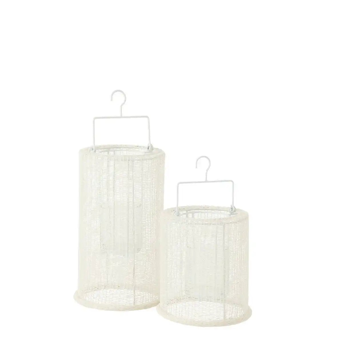 J-Line Hängelaterne Zylinder – Metall/Polyester – Weiß – groß - HomeDesign Knaus