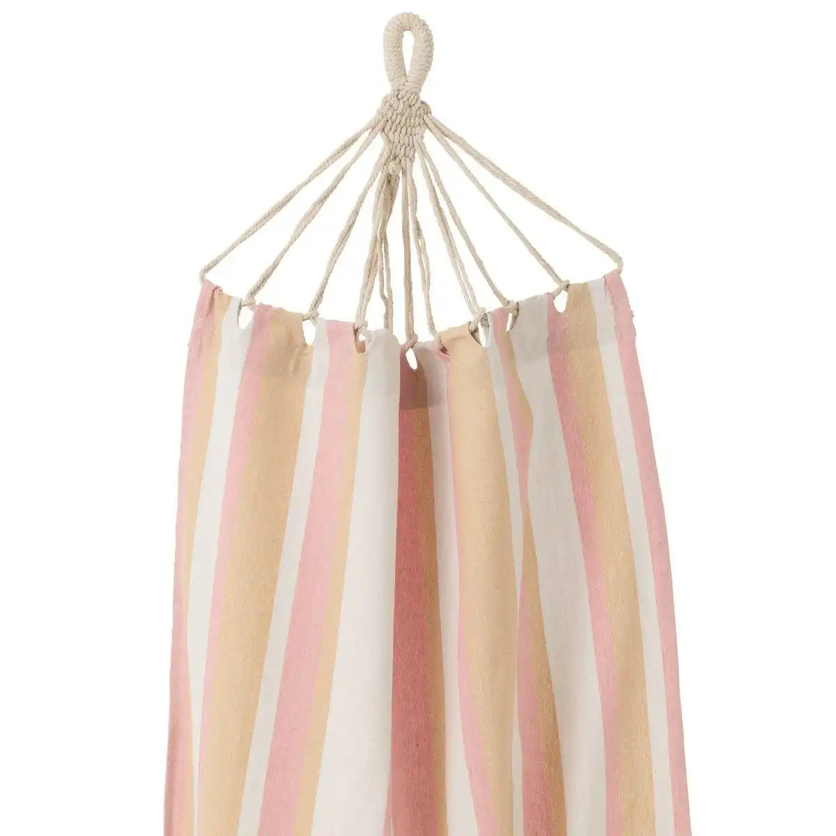 J-Line Hängematte Streifen Baumwolle/Polyester Weiß/Beige/Hellrosa - HomeDesign Knaus