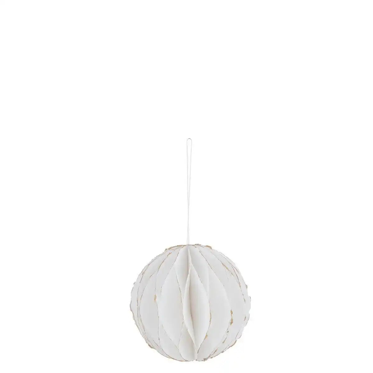 J-Line Hanger Ball Cotton Mache Weiß mit Gold - HomeDesign Knaus