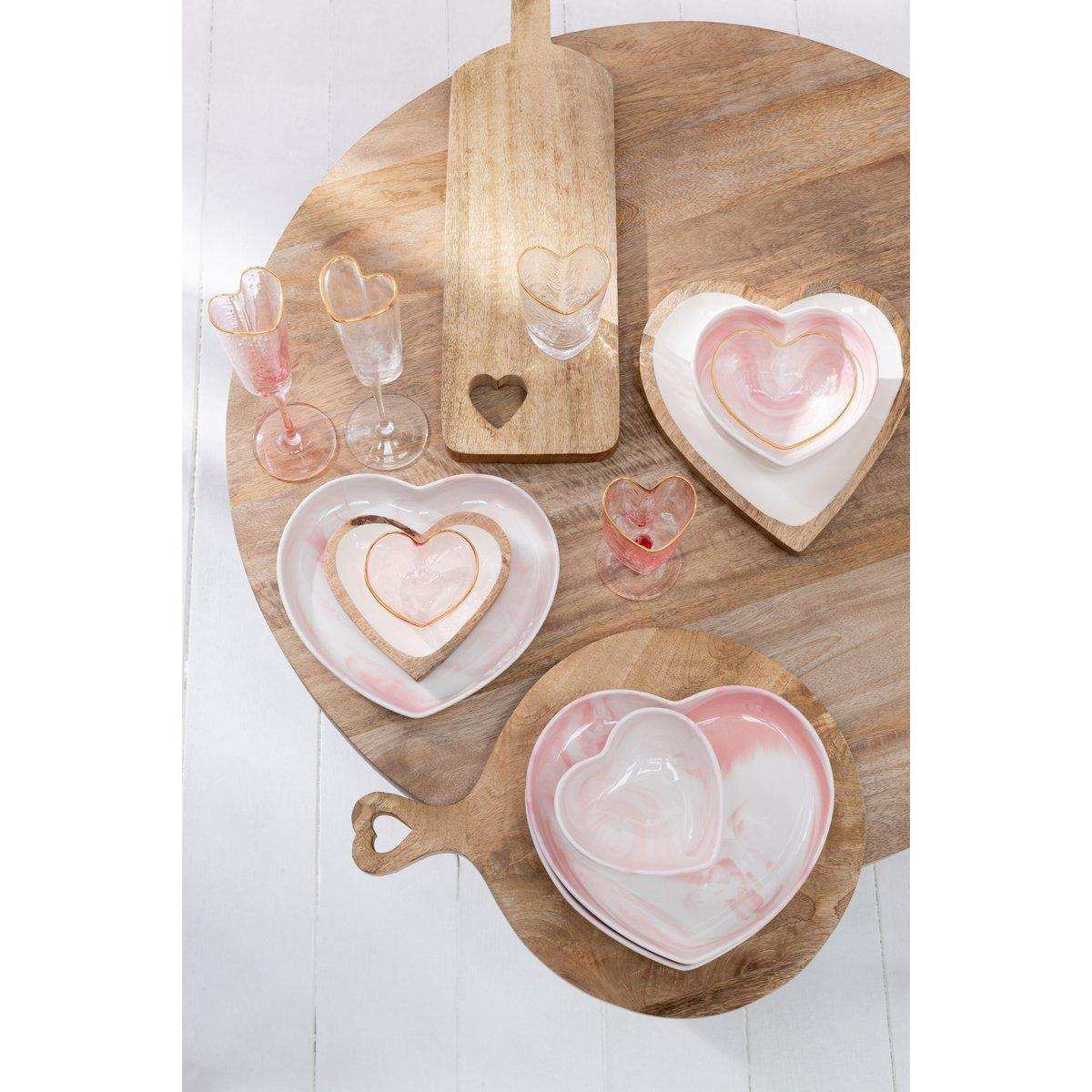 J-Line Heart Schüssel - Porzellan - Weiß/Rosa - Mittel - - HomeDesign Knaus
