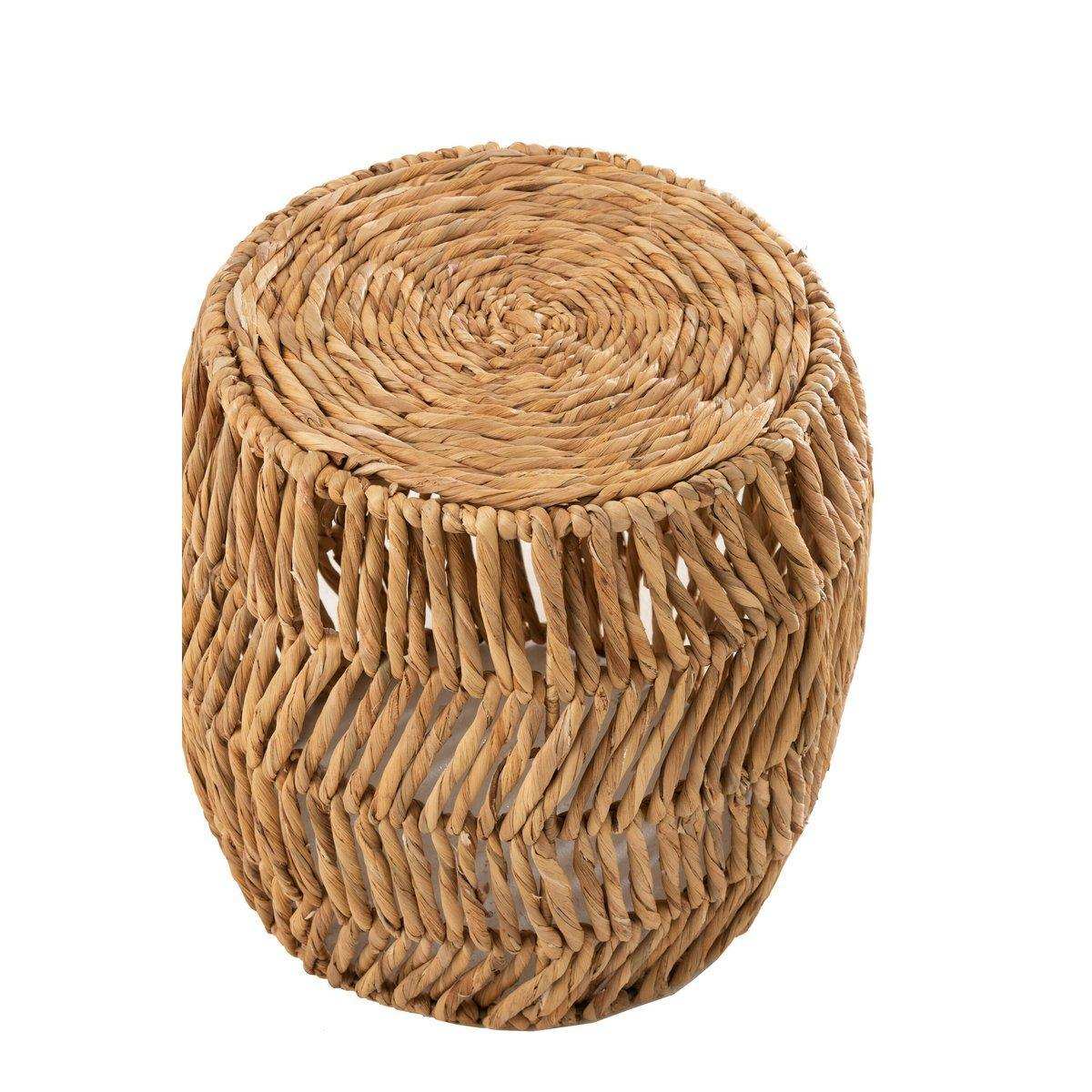 J-Line Hocker Maurice Round Wasserhyazinthe Natur - HomeDesign Knaus