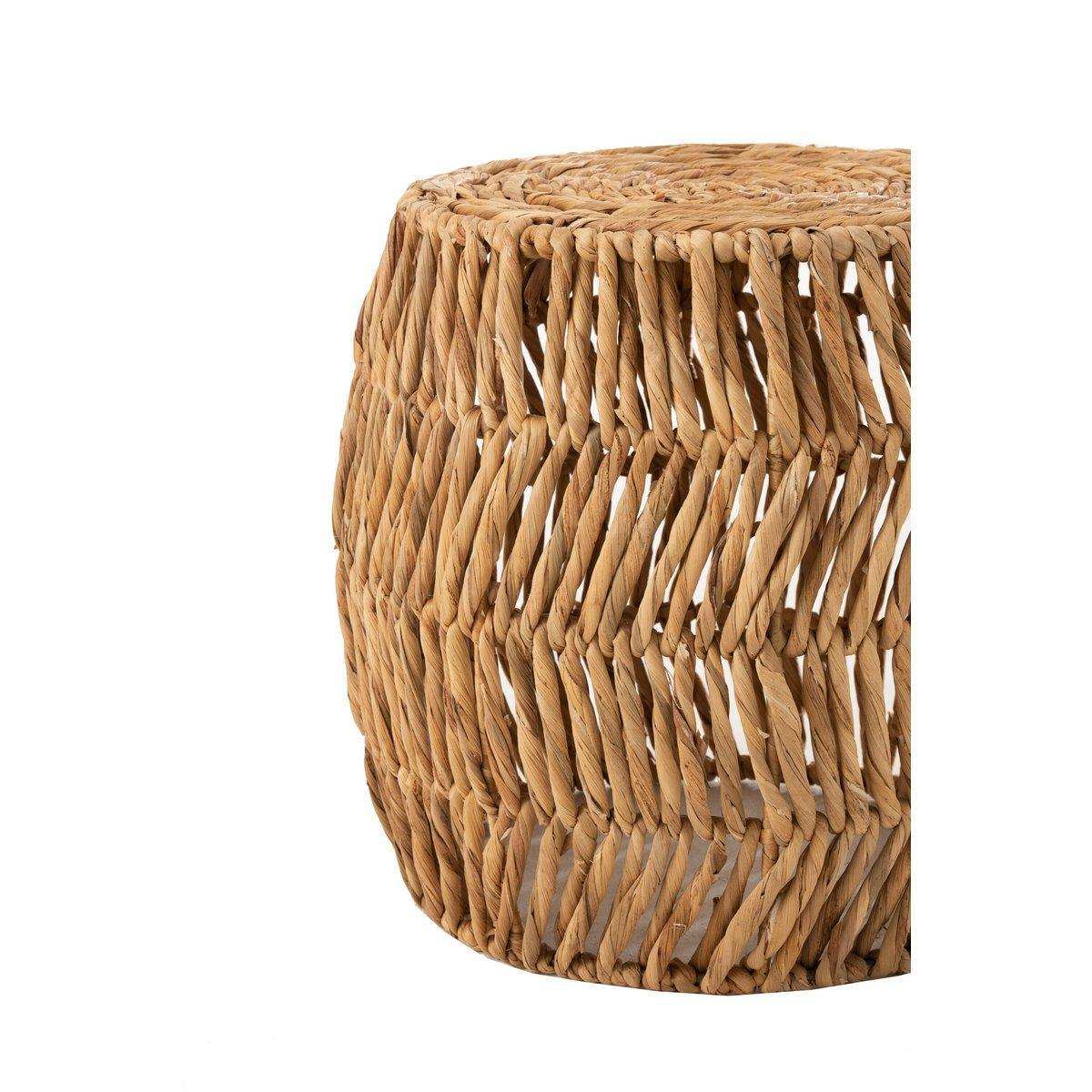 J-Line Hocker Maurice Round Wasserhyazinthe Natur - HomeDesign Knaus