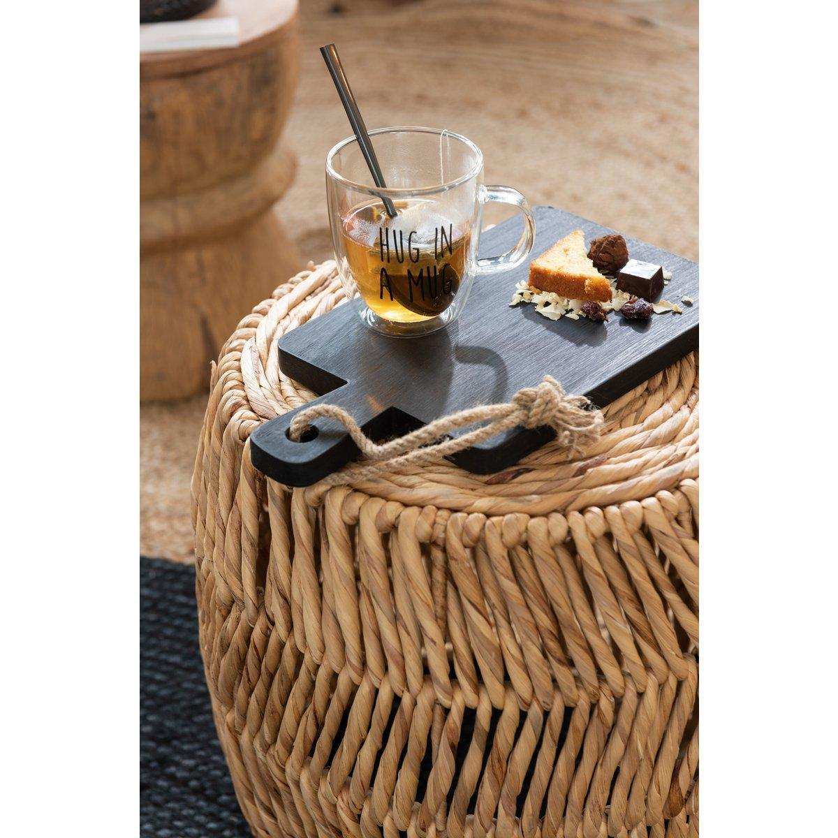 J-Line Hocker Maurice Round Wasserhyazinthe Natur - HomeDesign Knaus