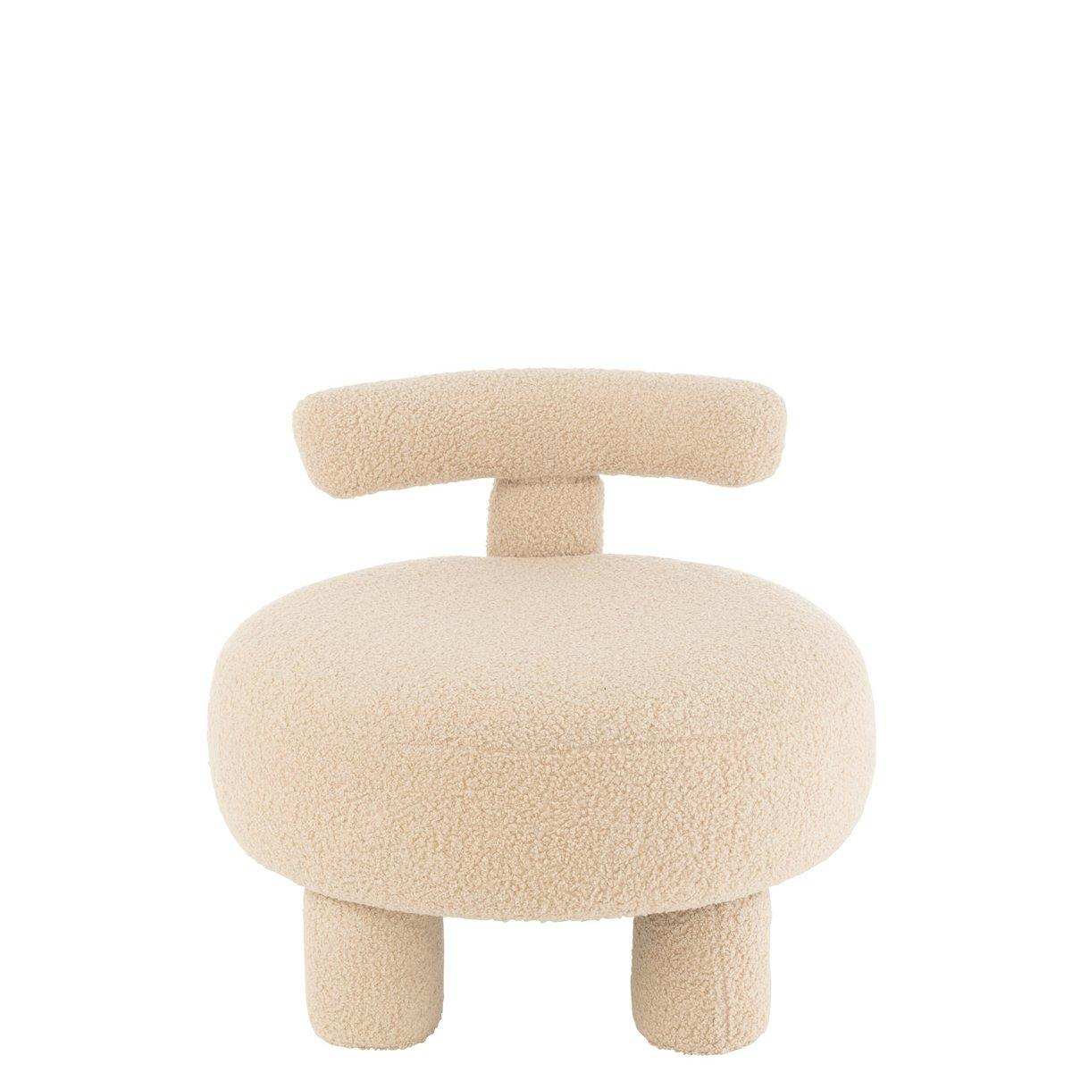 J-Line Hocker rund mit Rückenlehne Bouclé Warm Beige - HomeDesign Knaus