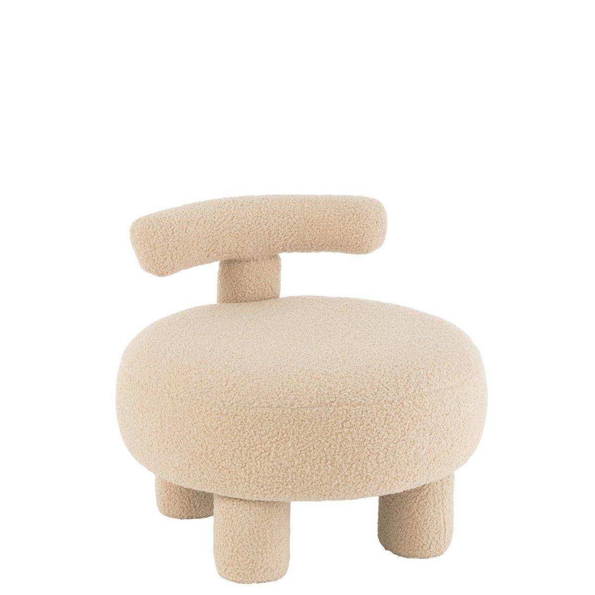 J-Line Hocker rund mit Rückenlehne Bouclé Warm Beige - HomeDesign Knaus