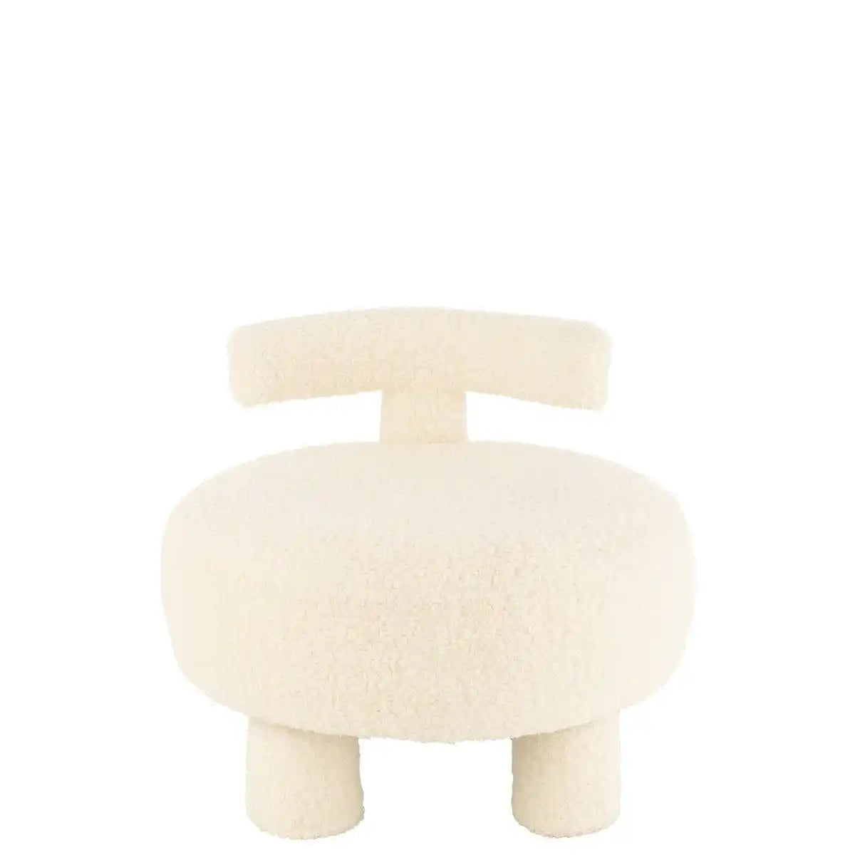 J-Line Hocker rund mit Rückenlehne Bouclé weiß - HomeDesign Knaus