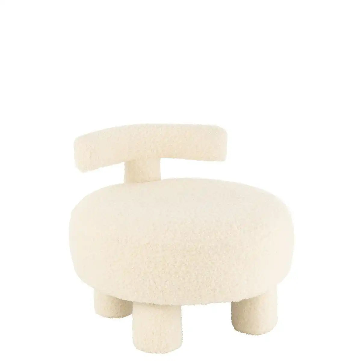 J-Line Hocker rund mit Rückenlehne Bouclé weiß - HomeDesign Knaus