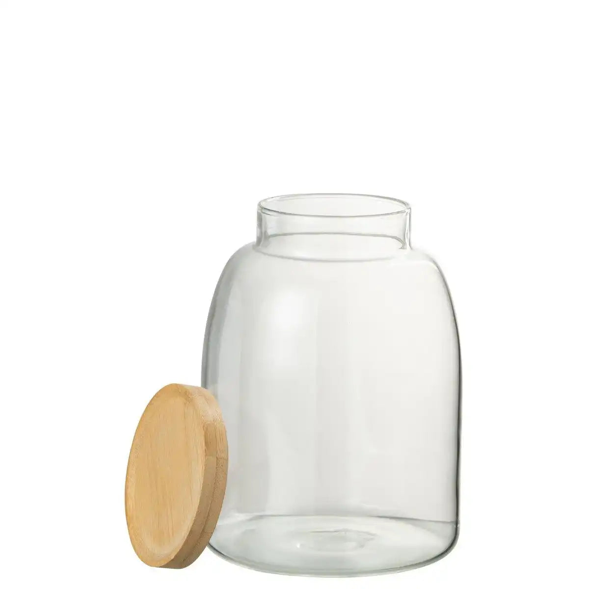 J-Line Jar In Glass Tom Glas/Bambus Transparent/Natur Medium - HomeDesign Knaus