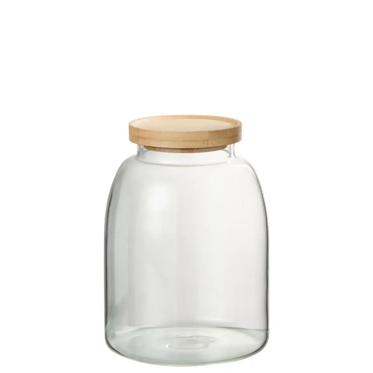 J-Line Jar In Glass Tom Glas/Bambus Transparent/Natur Medium - HomeDesign Knaus
