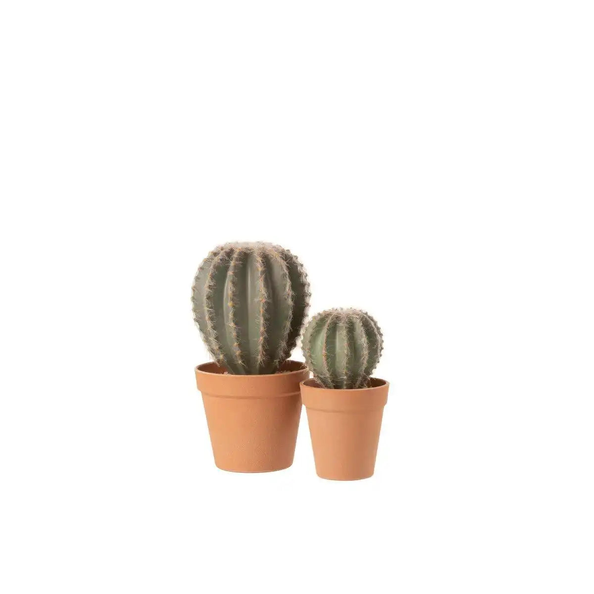 J-Line Kaktus Kugelförmig+Topf Kunststoff Grün/Terrakotta Groß - HomeDesign Knaus