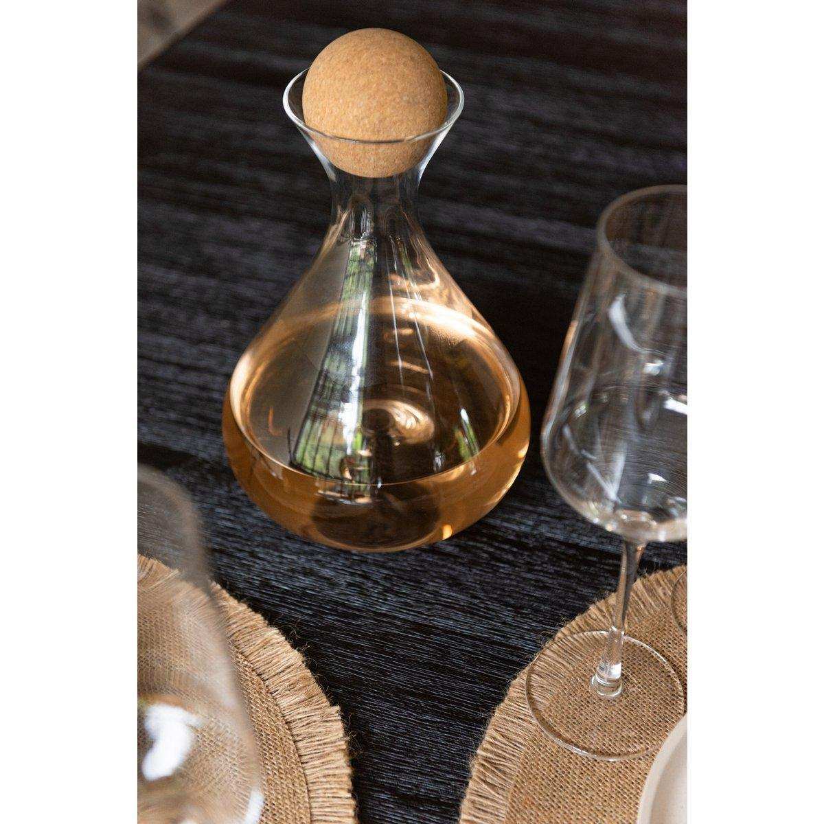 J-Line Karaffe + Stopfen – Glas/Kork – transparent - HomeDesign Knaus