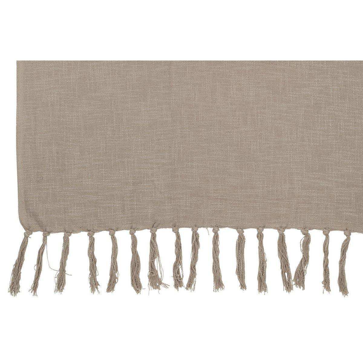 J-Line Karierte Fransen – Baumwolle – Taupe - HomeDesign Knaus