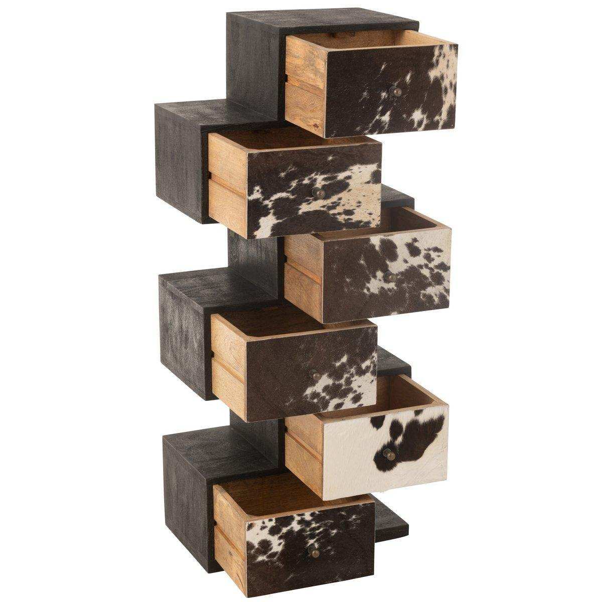 J-Line Kast Koe Mango Hout/Bont Zwart/Wit - HomeDesign Knaus